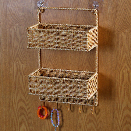 Woven Baskets, Two Tiered Storage Basket for Kitchen and Household Items