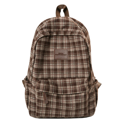 Durable Backpack for School, Laptop Backpack for College with Multiple Pockets, Cute Book Bag in Plaid Check Pattern