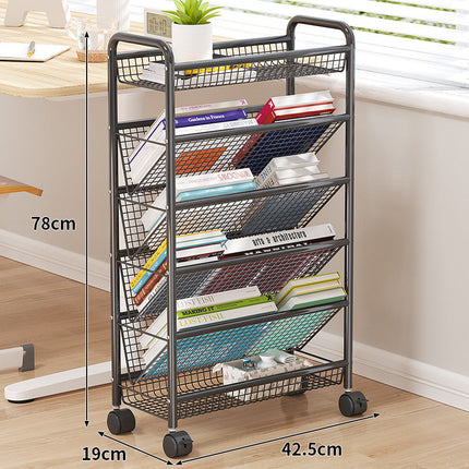 Storage Rack with Wheels, 4 Tier Metal Book Rack – image 5