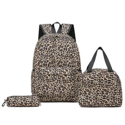 Leopard Print Backpack Set