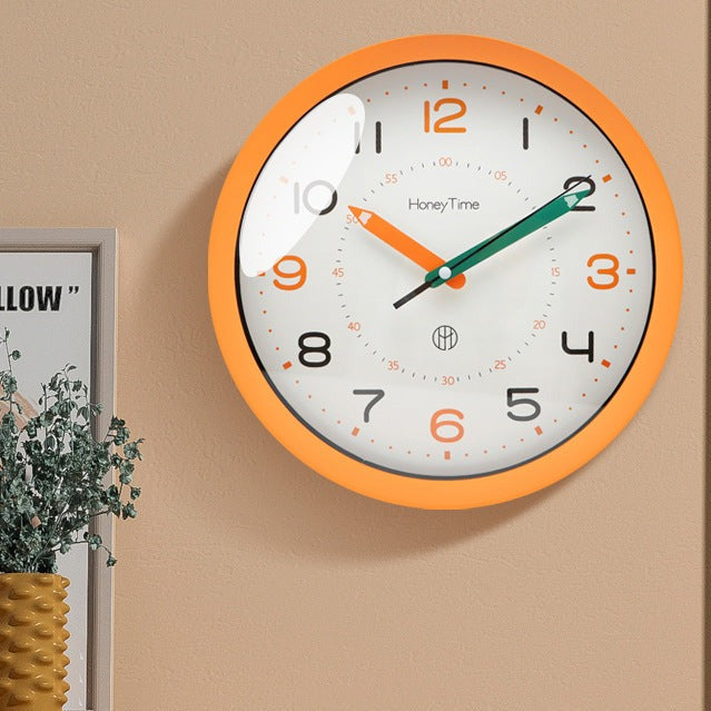 Silent Wall Clock for Kids Bedroom and Classroom, 12 Inch Analog Clock with Glass Cover