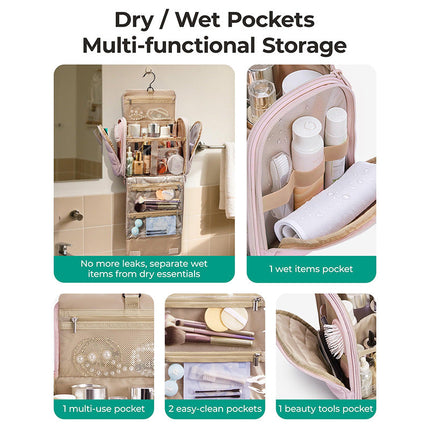 Hanging Toiletry Bag with Compartments, Dopp Kit with Transparent Cover