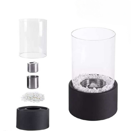 Oil Lamp with Clear Glass Cylinder & Metal Frame | Elegant Atmosphere for Indoor & Outdoor Décor