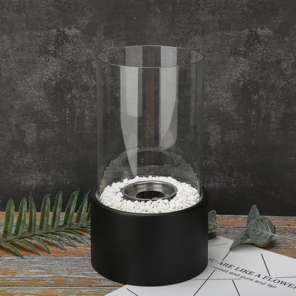 Oil Lamp with Clear Glass Cylinder & Metal Frame | Elegant Atmosphere for Indoor & Outdoor Décor