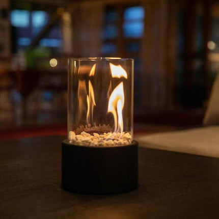 Oil Lamp with Clear Glass Cylinder & Metal Frame | Elegant Atmosphere for Indoor & Outdoor Décor