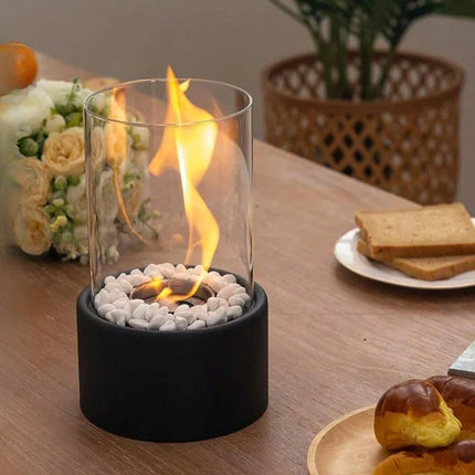 Oil Lamp with Clear Glass Cylinder & Metal Frame | Elegant Atmosphere for Indoor & Outdoor Décor
