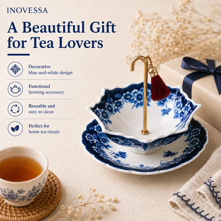 Tea Strainer for Teapot and Mug, Ceramic Loose Leaf Tea Infuser with 360 Rotating Filter – image 8