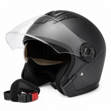 Open-Face Motorcycle Helmet | Lightweight ABS Design with Dual Visors | Comfortable Fit for Enhanced Safety 0