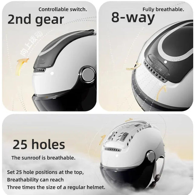 Open Face Motorcycle Helmet with Dual Lenses & Breathable Design | Lightweight Comfort for Summer Rides 1
