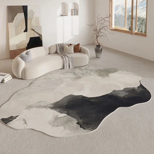 Organic Contour Area Rug | Irregular Design with Non-Slip Backing | Soft Polyester for Living Room Comfort 0