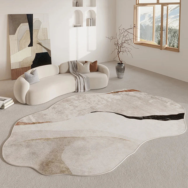 Organic Contour Area Rug | Irregular Design with Non-Slip Backing | Soft Polyester for Living Room Comfort 1