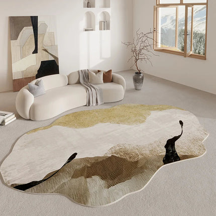 Organic Contour Area Rug | Irregular Design with Non-Slip Backing | Soft Polyester for Living Room Comfort 4