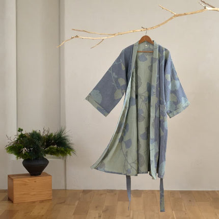 Organic Cotton | Men's Robe with Reversible Design & Breathable Fabric | Comfortable Kimono Bathrobe for Everyday Relaxation 2