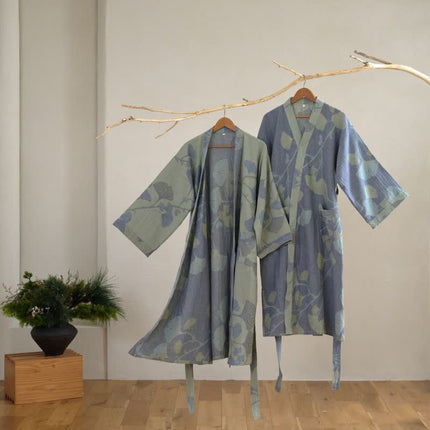 Organic Cotton | Men's Robe with Reversible Design & Breathable Fabric | Comfortable Kimono Bathrobe for Everyday Relaxation 3