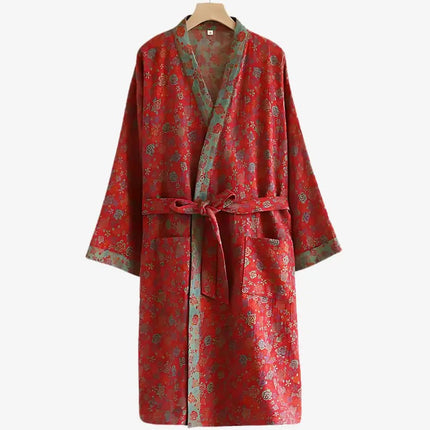 Organic Cotton | Men's Robe with Reversible Design & Breathable Fabric | Comfortable Kimono Bathrobe for Everyday Relaxation 6