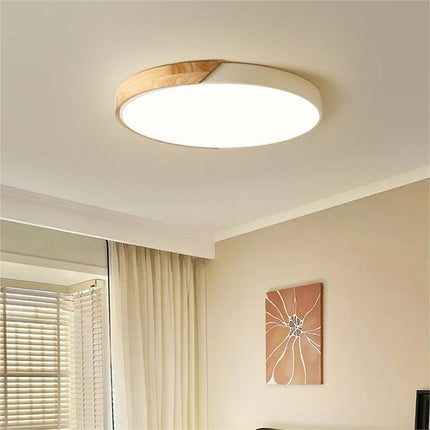 Organic Design Flush Mount Light with Wood Accent | Dimmable Ceiling Fixture for Modern Interiors 2