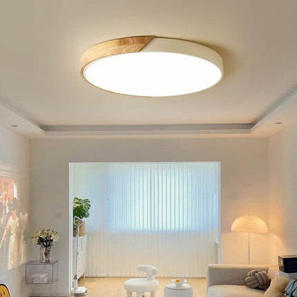 Organic Design Flush Mount Light with Wood Accent | Dimmable Ceiling Fixture for Modern Interiors 3