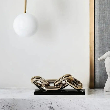 Ceramic Chain Sculpture with Metallic Finish, Housewarming Gift