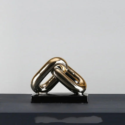 Ceramic Chain Sculpture with Metallic Finish, Abstract Sculpture for Coffee Table Decor and Mantel Decor – image 6
