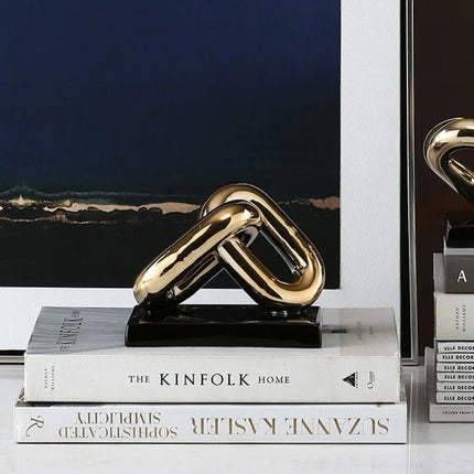 Ceramic Chain Sculpture with Metallic Finish, Abstract Sculpture for Coffee Table Decor and Mantel Decor – image 8