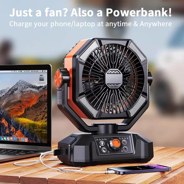 Outdoor Breeze | Rechargeable Camping Fan with USB Power | Portable Design for Effortless Cooling 1
