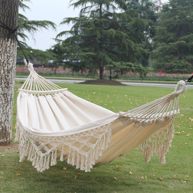 Outdoor Camping Hammock | Double Canvas with Removable Pole | Durable & Lightweight for Easy Transport 0