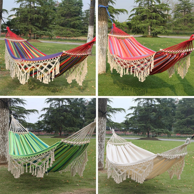 Outdoor Camping Hammock | Double Canvas with Removable Pole | Durable & Lightweight for Easy Transport 1