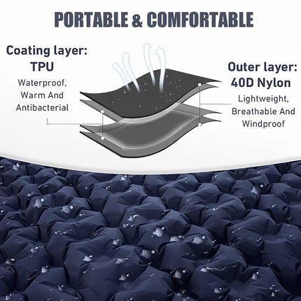 Outdoor Comfort | Double Self-Inflatable Air Mattress with Built-In Pillow Pump | Lightweight & Compact for Camping Adventures 4