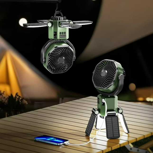 Outdoor Companion | Portable Fan with LED Light & Adjustable Height | Battery Operated Design for Camping and Hiking 0