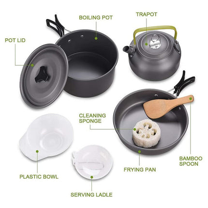 Outdoor Essentials | Camping Travel Cookware Kit with Versatile Cooking Functions | Lightweight Set for Easy Meal Preparation 8