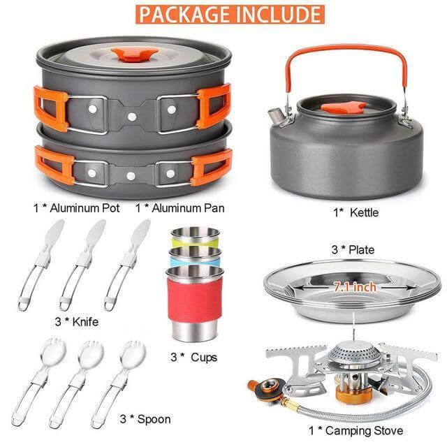 Outdoor Essentials | Portable Gas Camping Stove Set with Lightweight Cookware | Compact Gear for Hiking and Picnics 0