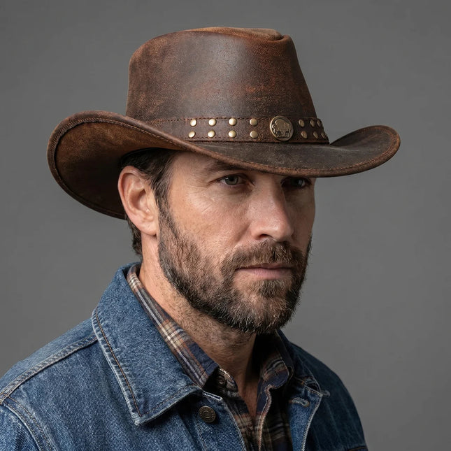 Outdoor Explorer | Leather Western Hat with Shapeable Brim | Stylish Protection for Travel and Adventure 1