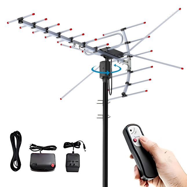 Outdoor HD TV Antenna | 360-Degree Rotation with Smart Signal Processor | Weather-Resistant Design for Crystal-Clear Reception 0