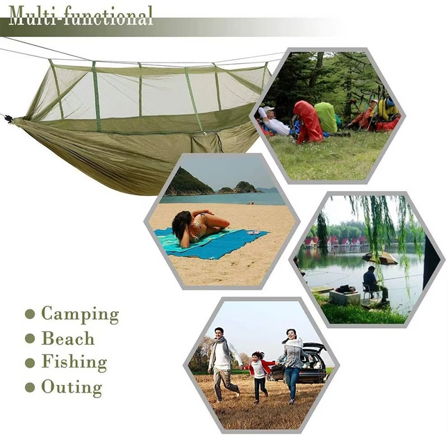 Outdoor Hammock | 2-Person Camping Hammock with Mosquito Net | Lightweight & Compact for Bug-Free Relaxation 0