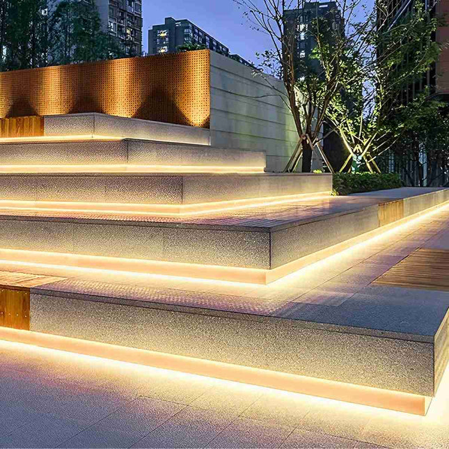 Outdoor LED Recessed Strip Light | Flexible Silicone Design with IP68 Waterproof Rating | Warm White Illumination for Gardens and Patios 1