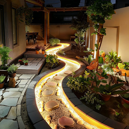 Outdoor LED Recessed Strip Light | Flexible Silicone Design with IP68 Waterproof Rating | Warm White Illumination for Gardens and Patios 5