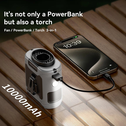 Outdoor Portable Waist Fan with 10000mAh Battery & LED Light for Hands-Free Cooling 2