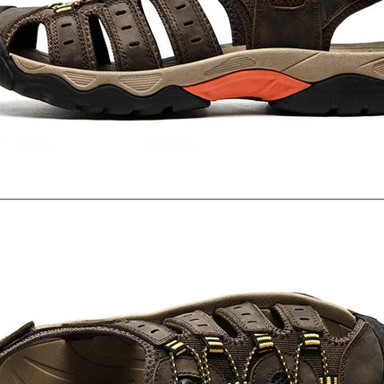 Outdoor Sandals | Genuine Leather Hiking Sandals with Elastic Strap | Comfortable Casual Footwear for Summer Adventures 3