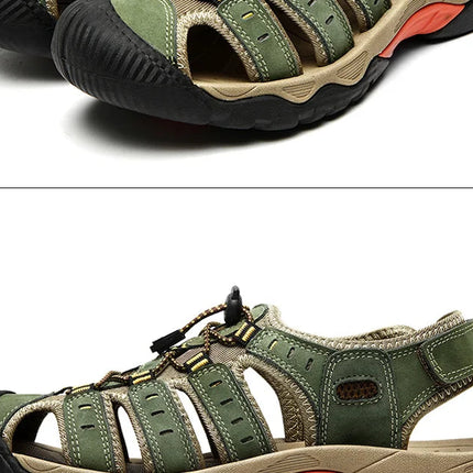 Outdoor Sandals | Genuine Leather Hiking Sandals with Elastic Strap | Comfortable Casual Footwear for Summer Adventures 4