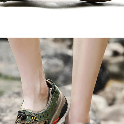 Outdoor Sandals | Genuine Leather Hiking Sandals with Elastic Strap | Comfortable Casual Footwear for Summer Adventures 6