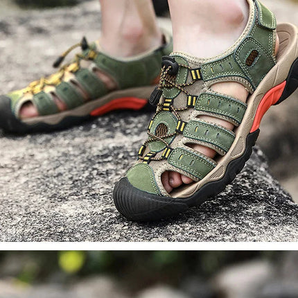Outdoor Sandals | Genuine Leather Hiking Sandals with Elastic Strap | Comfortable Casual Footwear for Summer Adventures 7