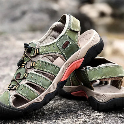 Outdoor Sandals | Genuine Leather Hiking Sandals with Elastic Strap | Comfortable Casual Footwear for Summer Adventures 8