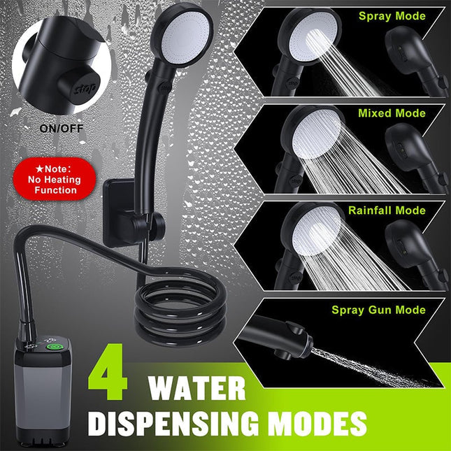 Outdoor Shower Pump | Portable Rechargeable Camping Shower with LED Display | Ideal for Hiking and Beach Trips 1