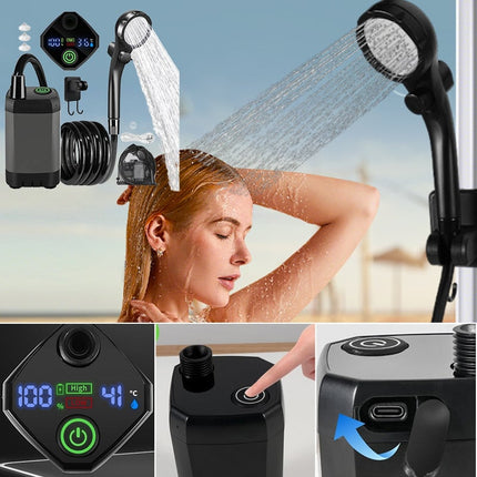 Outdoor Shower Pump | Portable Rechargeable Camping Shower with LED Display | Ideal for Hiking and Beach Trips 5