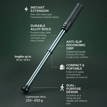 Outdoor Stability | Telescopic Hiking Pole with Anti-Slip Grip | Compact Design for Reliable Support 2