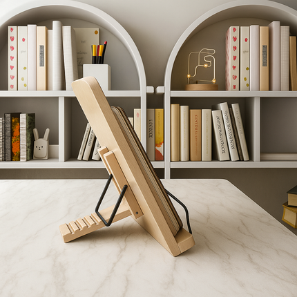 PageLift | Wooden Book Stand with Adjustable Height & Foldable Design | Ergonomic Support for Hands-Free Reading 1