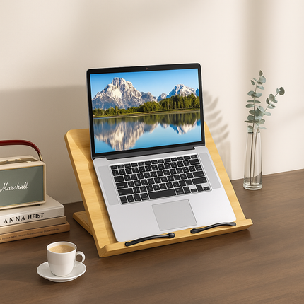 PageLift | Wooden Book Stand with Adjustable Height & Foldable Design | Ergonomic Support for Hands-Free Reading 2
