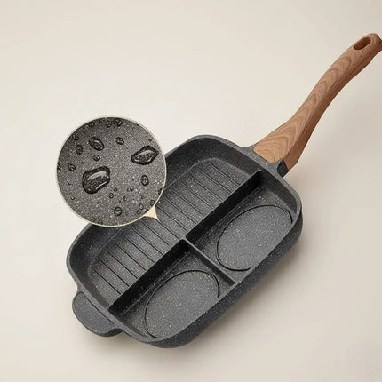Breakfast Skillet with 3 Sections, Aluminum Grill Pan