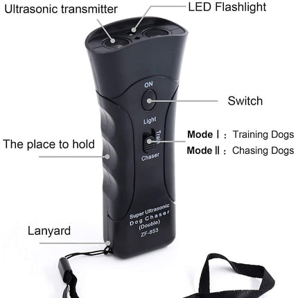 Ultrasonic Dog Repeller with LED Flashlight, Handheld Dog Trainer to Stop Dog Barking, Anti Barking Device – image 4