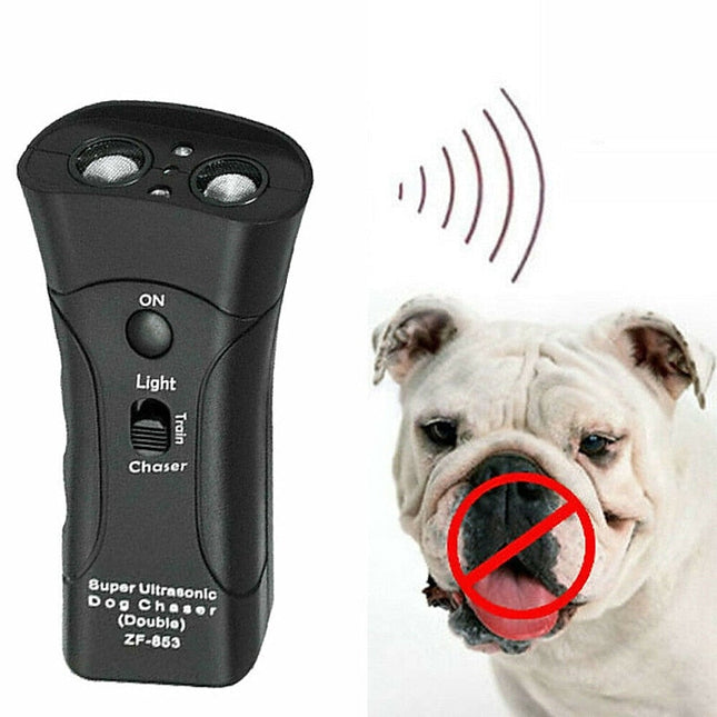 Ultrasonic Dog Repeller with LED Flashlight, Handheld Dog Trainer to Stop Dog Barking